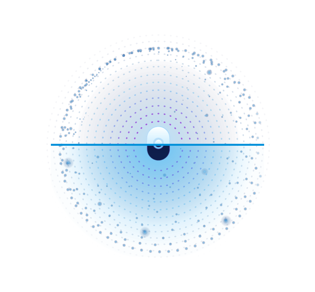 blue line scanning a bunch of digital texture dots and Craniums logo icon