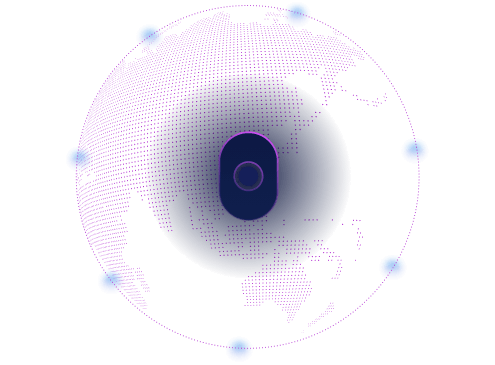 Cranium logo icon with a globe digital texture around it