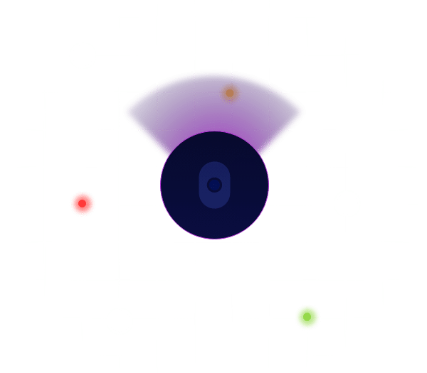 Craniums logo graphic inside a circle on top of a digital grid with glowing dots