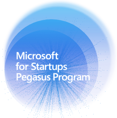 Microsoft Pegasus Program logo with blue rays behind it